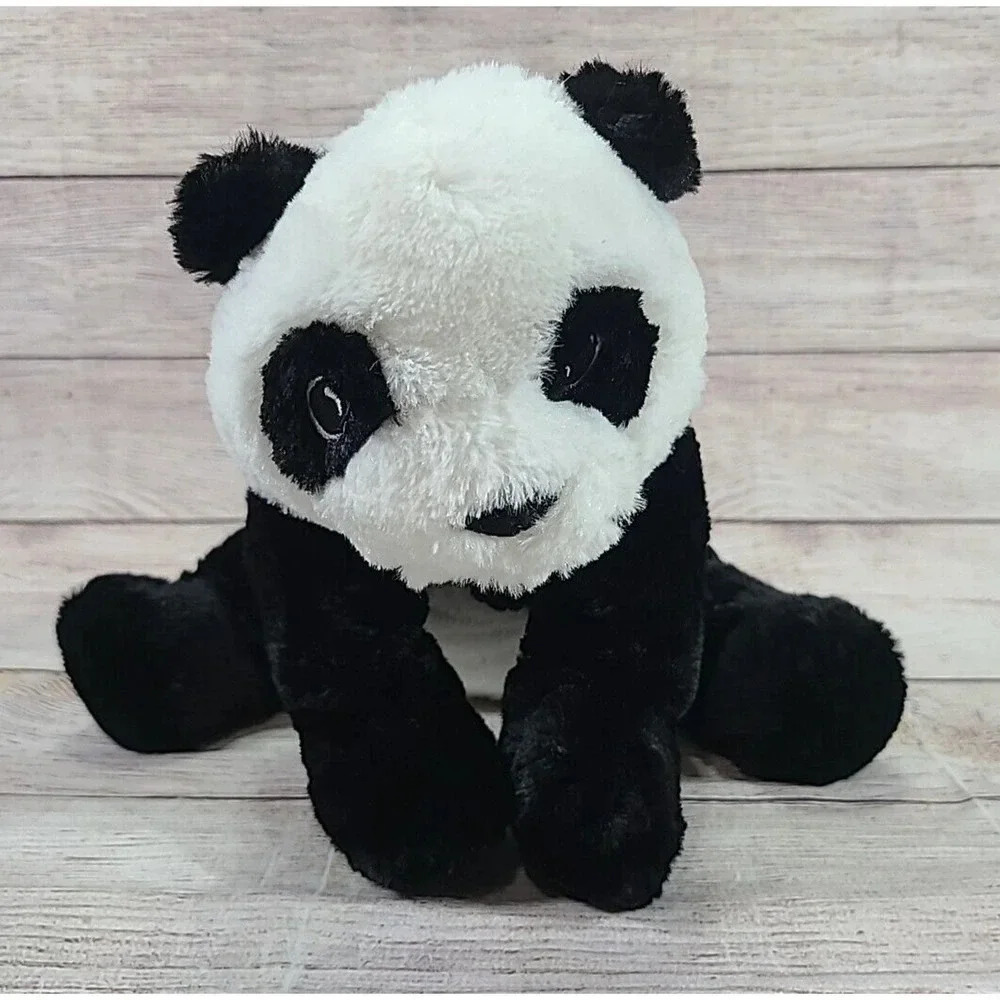 IKEA Kramig Plush Panda Bear Stuffed Animal Toy White Black Soft Laying 12"